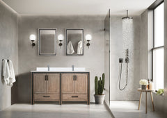 Rustic Barnwood Double Bath Vanity 60 in. W x 22 in. D, Cultured Marble Top, Faucet Set and 22 in. Mirrors