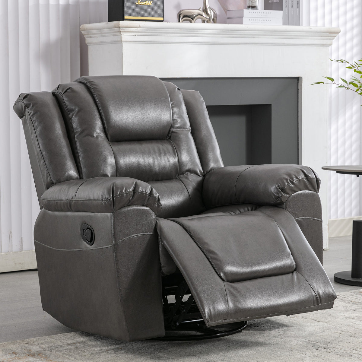360°Swivel and Rocking Home Theater Recliner Manual Recliner Chair with Wide Armrest for Living Room,Bedroom, Grey