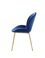 Chuchip Blue Velvet & Gold Finish Side Chair(Set of 2)