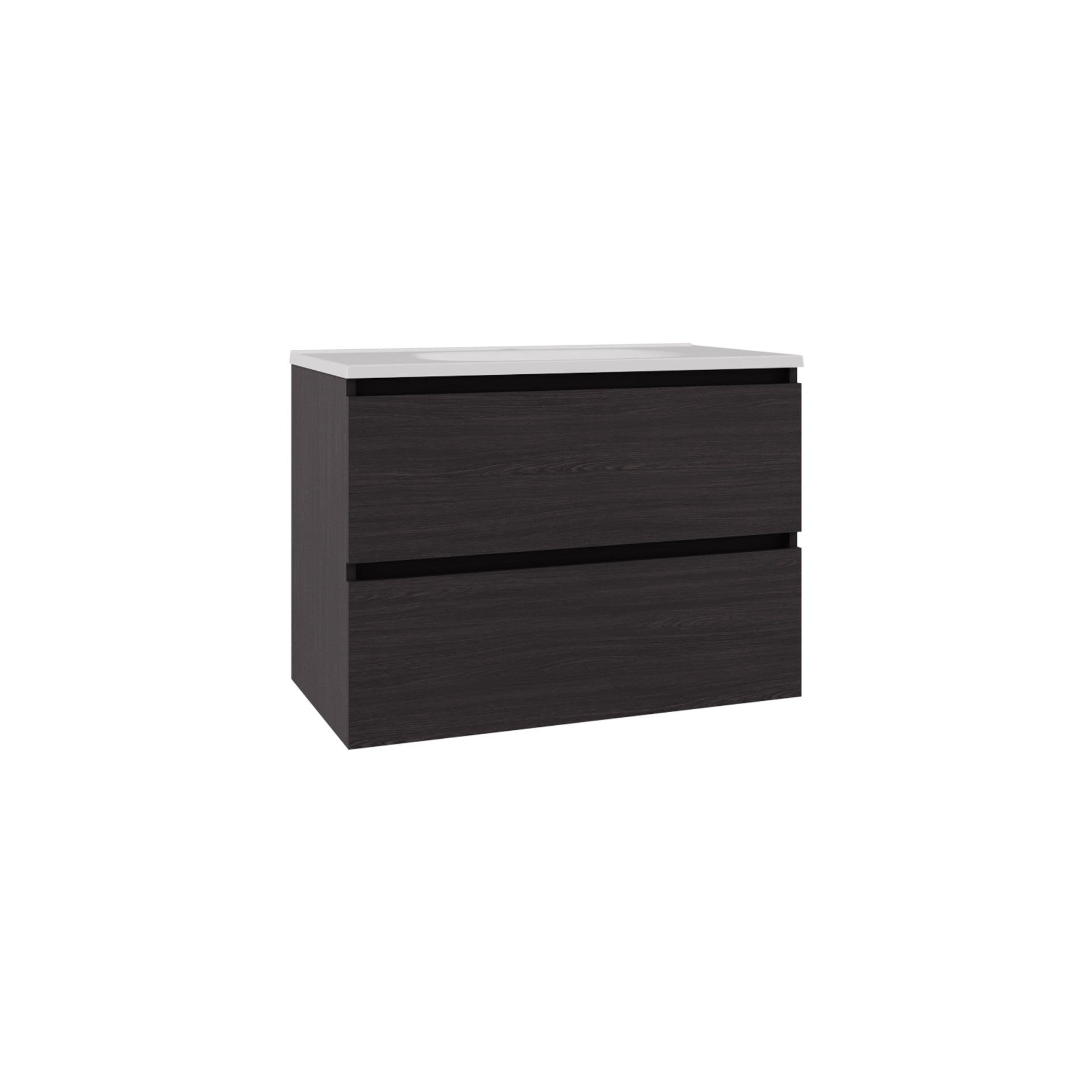 Bathroom Cabinet Opalo, with Two Shelves and Open Storage, Black