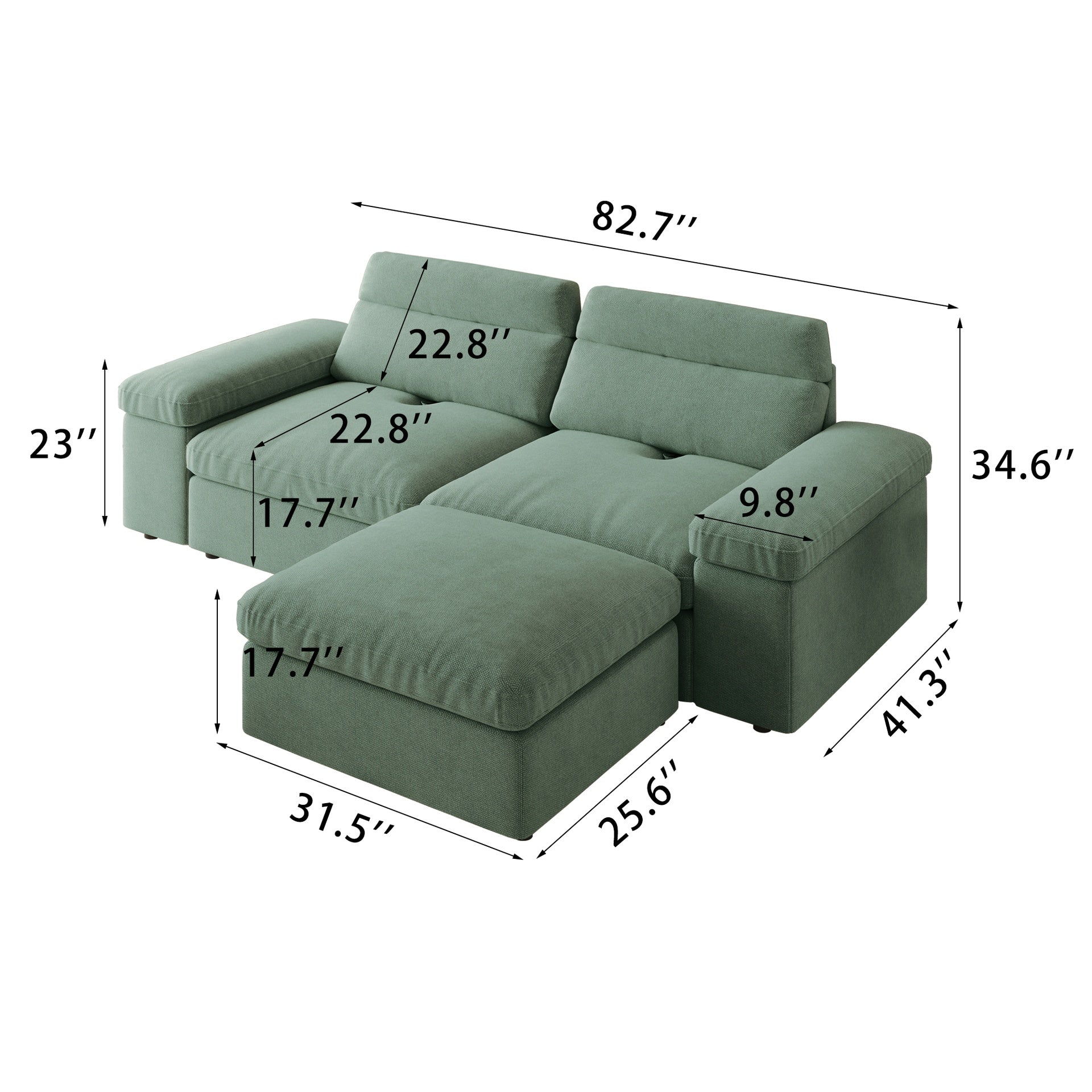 This simple modular sofa is made of down and linen, with a backrest that can be adjusted backward. It is soft and comfortable, has storage space, and is suitable for both living rooms and bedrooms
