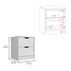 Basilea 2 Drawers Nightstand , End Table, Side Table Pull Out System -White