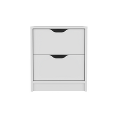 Basilea 2 Drawers Nightstand , End Table, Side Table Pull Out System -White