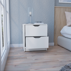 Basilea 2 Drawers Nightstand , End Table, Side Table Pull Out System -White