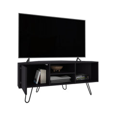 Lancaster Corner Tv Stand, With Two Shelves And Two Cabinets, Black