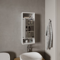 Uros Wall-Mounted Mirror Medicine Cabinet With One Door And Interior Storage Shelves, White