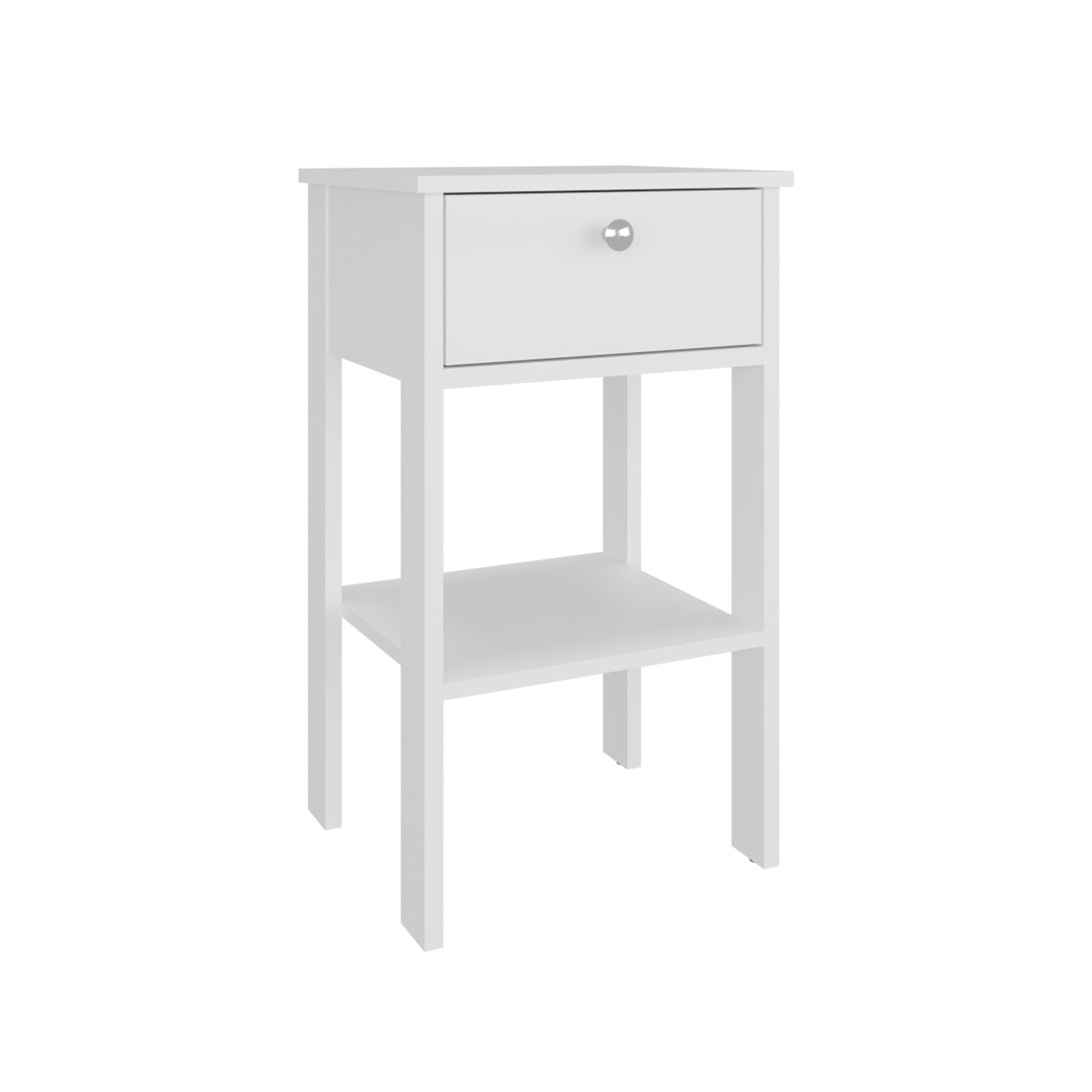 Newcastle Nightstand With One Drawer And Open Shelf, Modern Bedside Table, White
