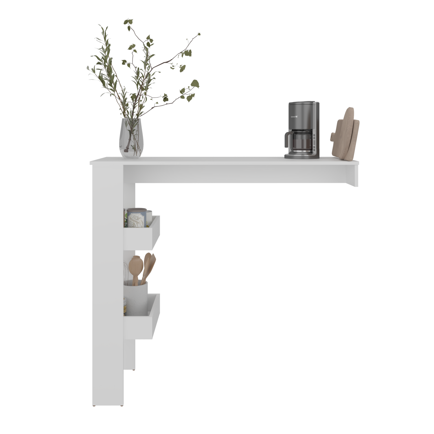 Aurora Bar Table with Storage Shelf, Modern Design for Home Bar, Kitchen or Dining Room, White
