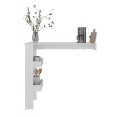 Aurora Bar Table with Storage Shelf, Modern Design for Home Bar, Kitchen or Dining Room, White