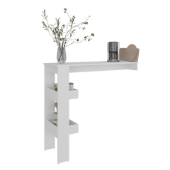 Aurora Bar Table with Storage Shelf, Modern Design for Home Bar, Kitchen or Dining Room, White