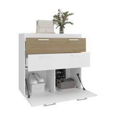 Belton Freestanding Bedroom Dresser Cabinet with Two Standard Drawers, and Two Drop-Down Doors with Low Cabinet Shelves