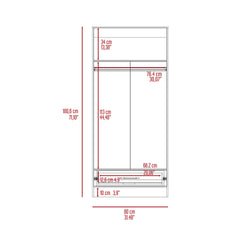 Ambery 180 Armoire, Two Shelves, Double Door, Metal Rod, One Drawer -Light Gray