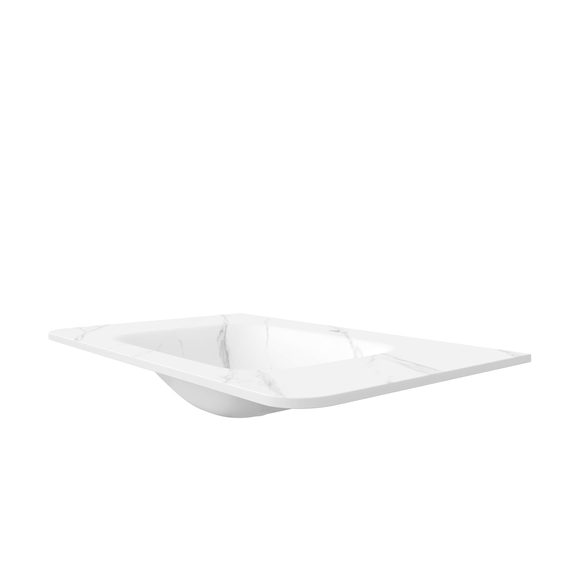 ZANE 36" Bathroom Sink, Carrara White Sintered Stone Hot-bent Integrated Basin, NO Cabinet, NO Faucet and Drain
