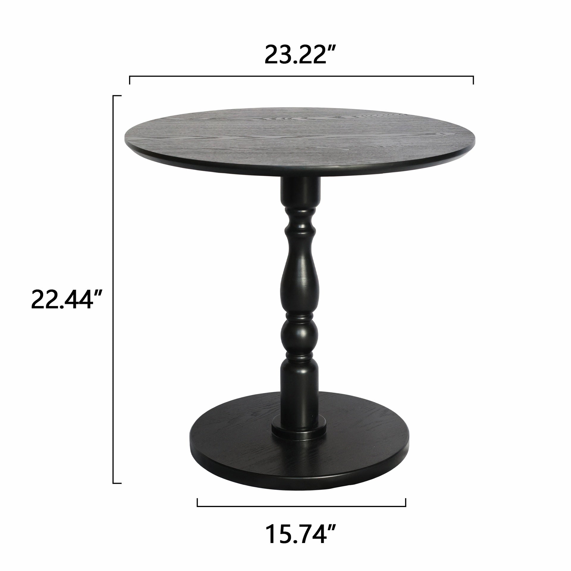 23'' Black Accent Round Table, Round Side Table, Small Table for Small Spaces, Modern Accent Nightstand with Solid Wood Leg for Living Room, Bedroom, Corners, and Office (Black)