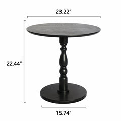 23'' Black Accent Round Table, Round Side Table, Small Table for Small Spaces, Modern Accent Nightstand with Solid Wood Leg for Living Room, Bedroom, Corners, and Office (Black)