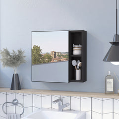 Oman Medicine Cabinet, Three Internal Shelves, Single Door, Two External Shelves -Black