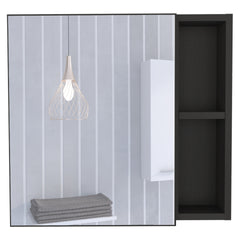 Oman Medicine Cabinet, Three Internal Shelves, Single Door, Two External Shelves -Black