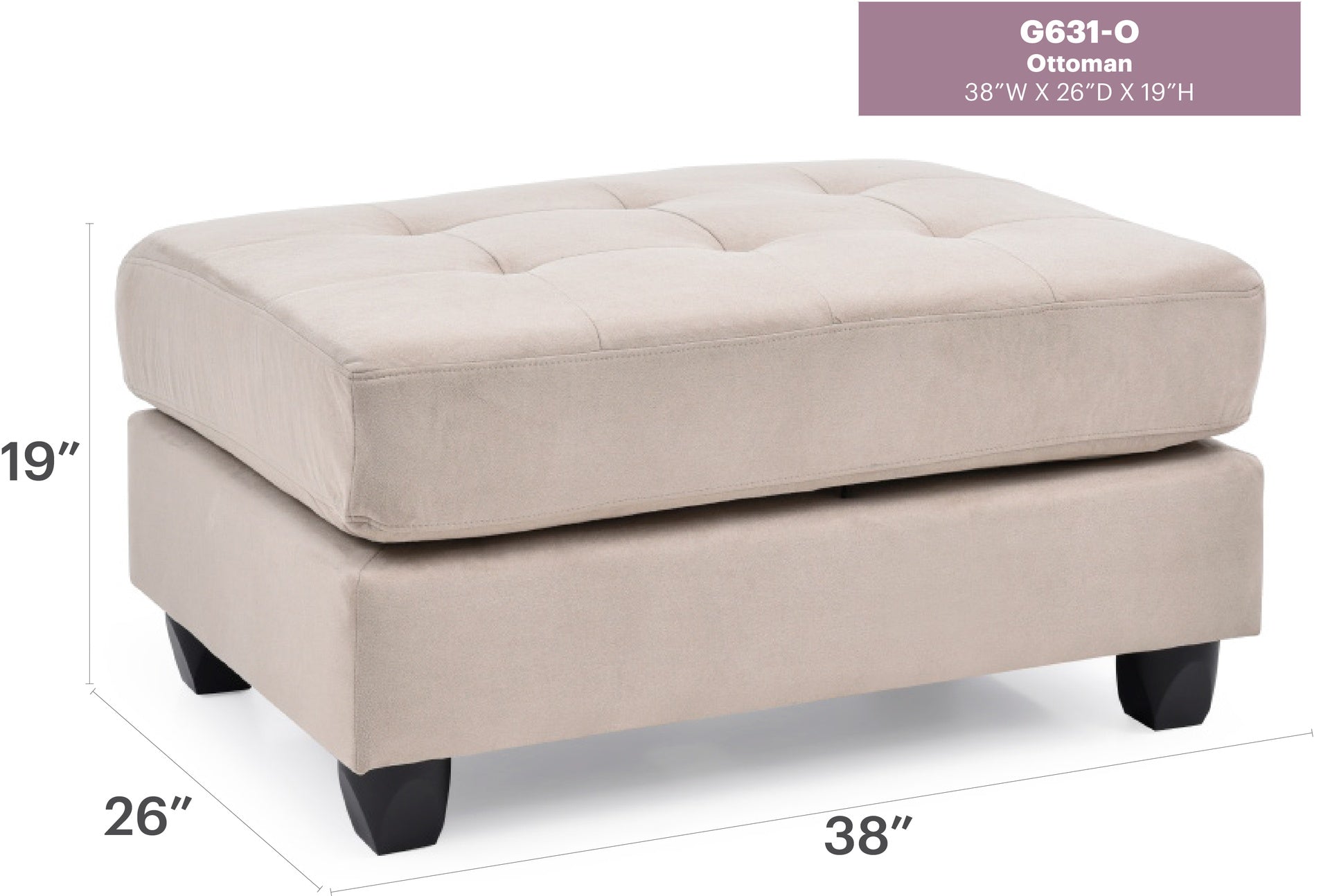 Malone G631-O Ottoman , VANILLA
