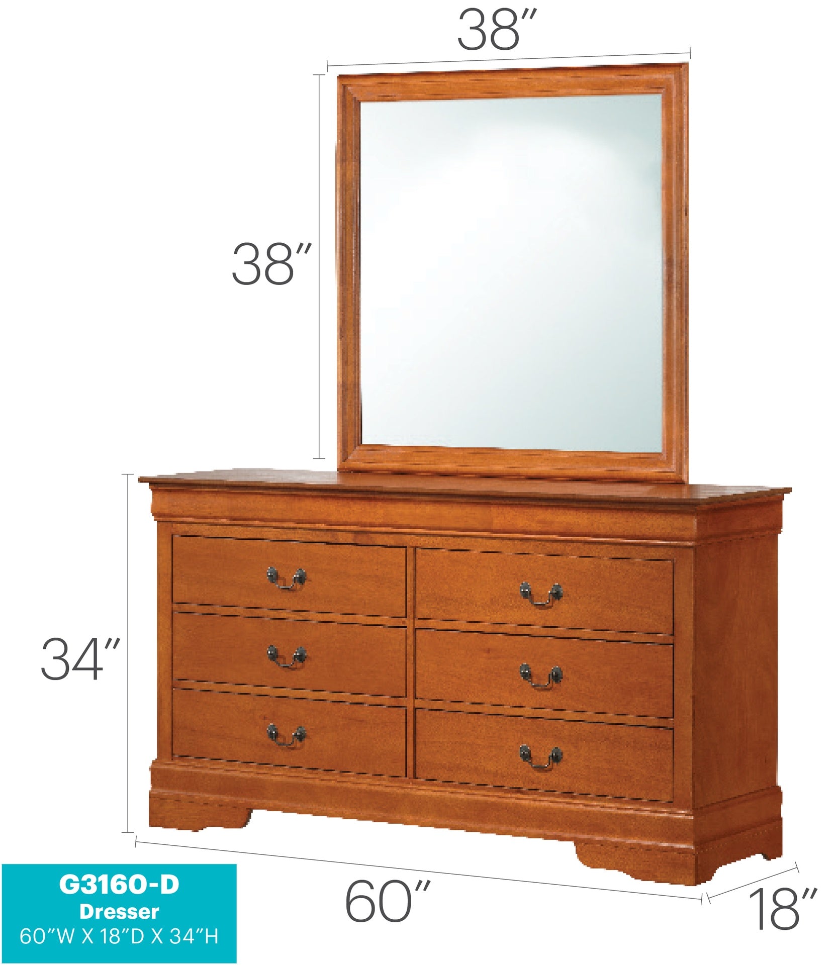Louis Phillipe G3160-D Dresser , Oak