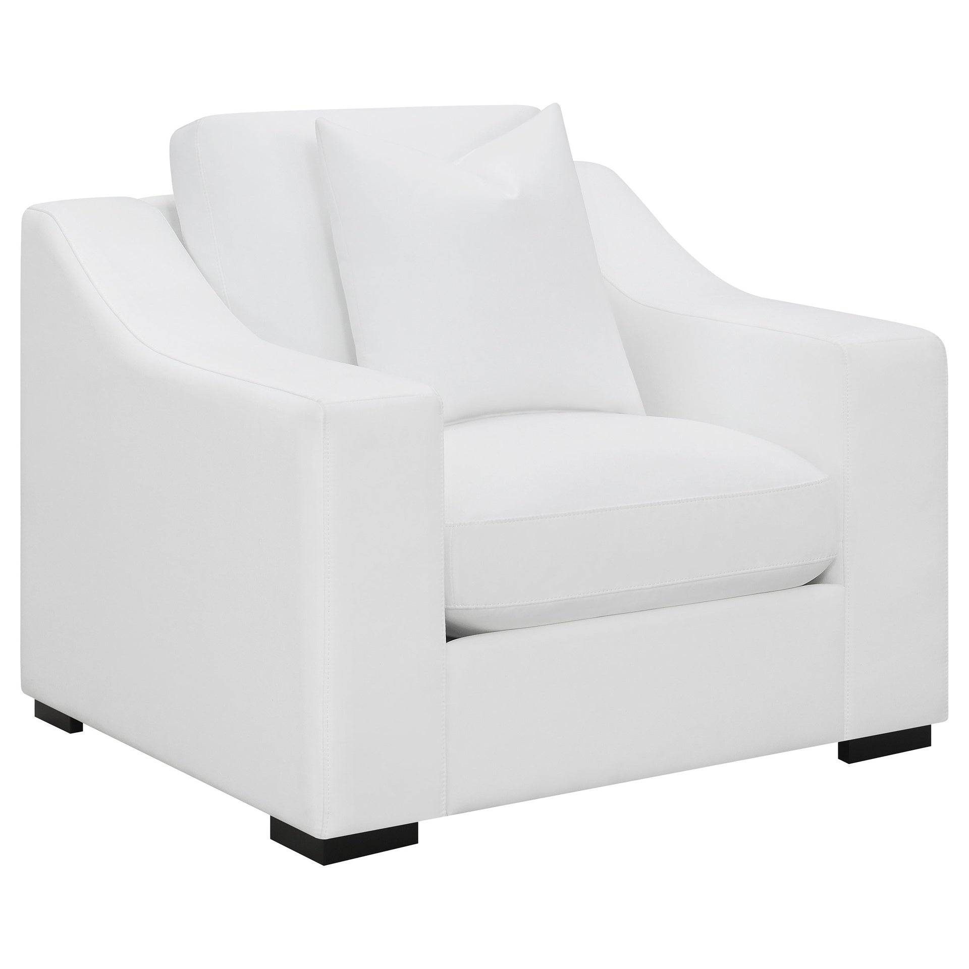 Chelan White Upholstered Sloped Arm Accent Chair