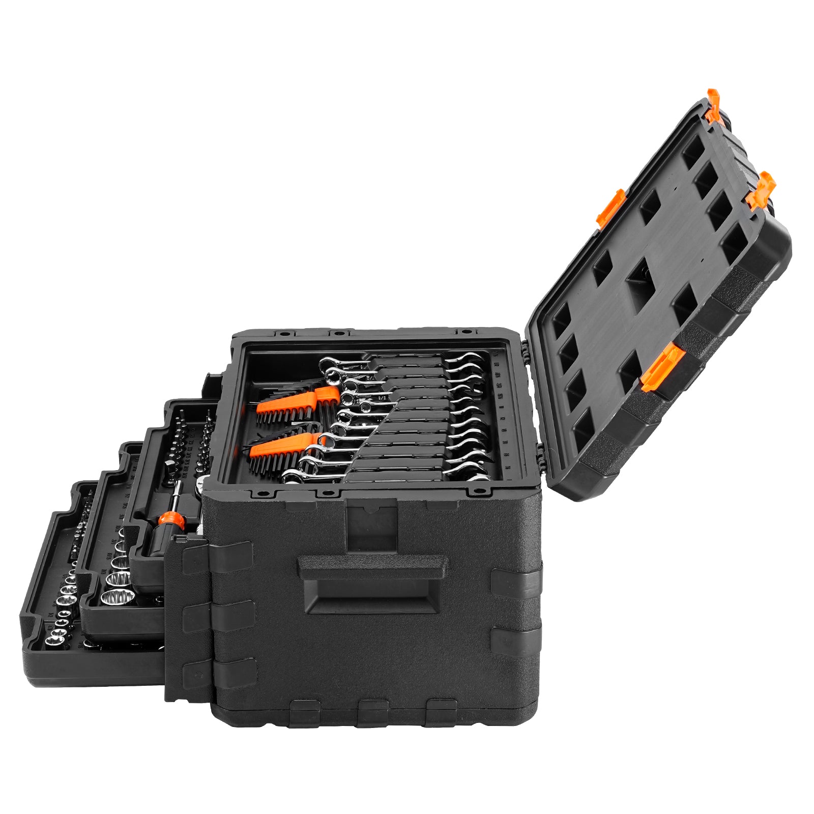 Mechanics Tool Set and Socket Set, 1/4" 3/8" 1/2" Drive Deep and Standard Sockets, 450 Pcs SAE and Metric Mechanic Tool Kit with Bits, Hex Wrenches, Combination Wrench, Accessories, Storage Case