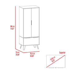 Closet, One Drawer, Double Door Cabinet , Hairpin Legs, Light Oak