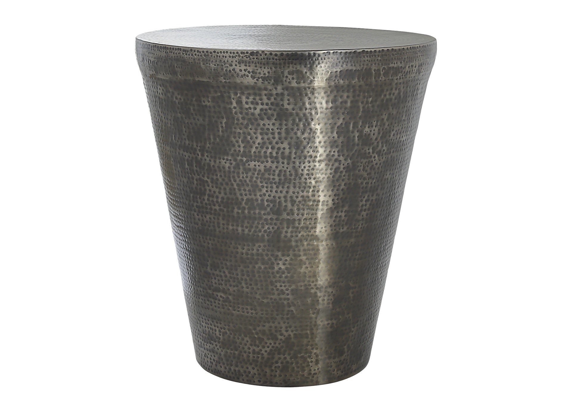 Accent Table, Drum, Side, End, Nightstand, Lamp, Living Room, Bedroom, Grey Metal, Contemporary, Modern