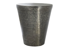 Accent Table, Drum, Side, End, Nightstand, Lamp, Living Room, Bedroom, Grey Metal, Contemporary, Modern
