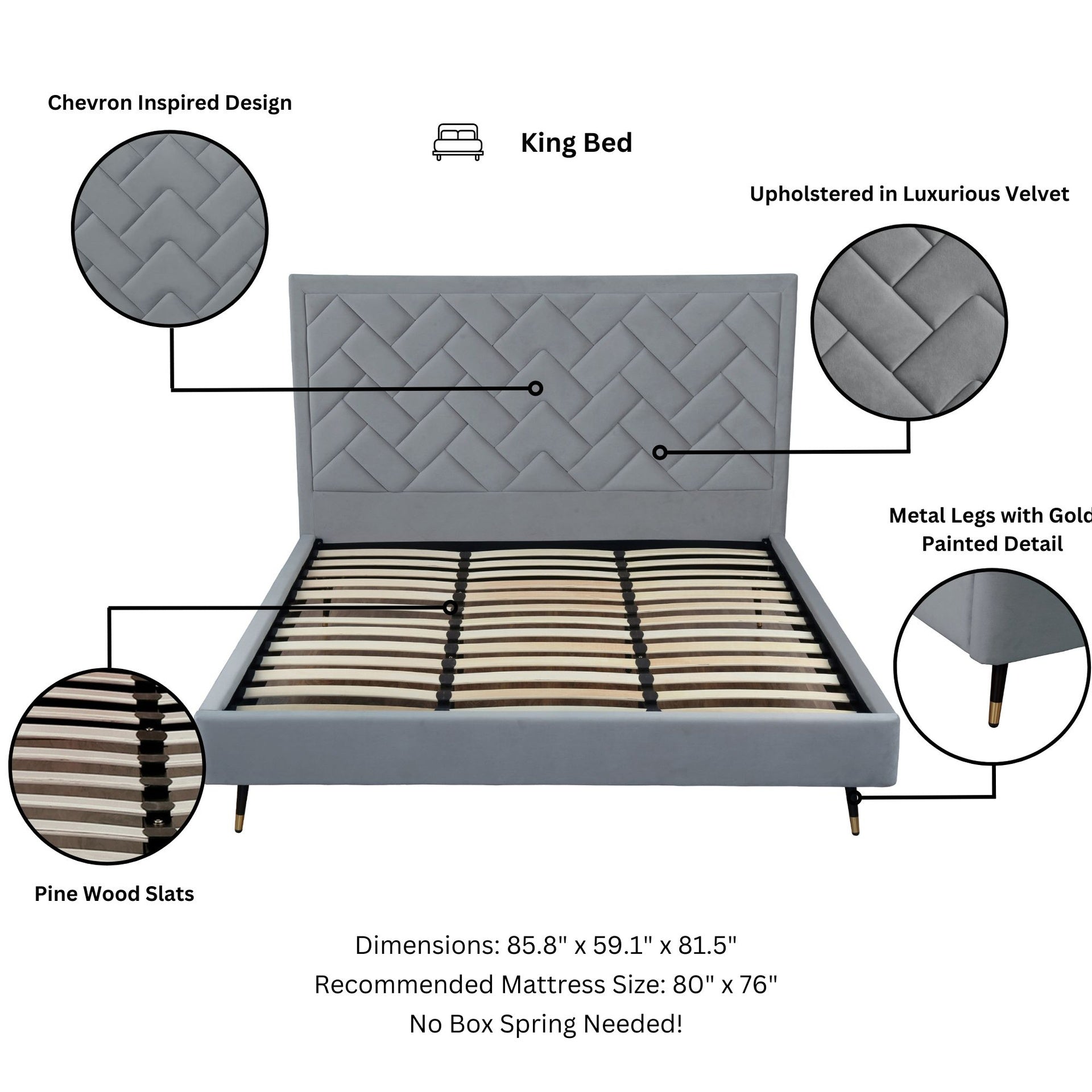 King Bed in Gray