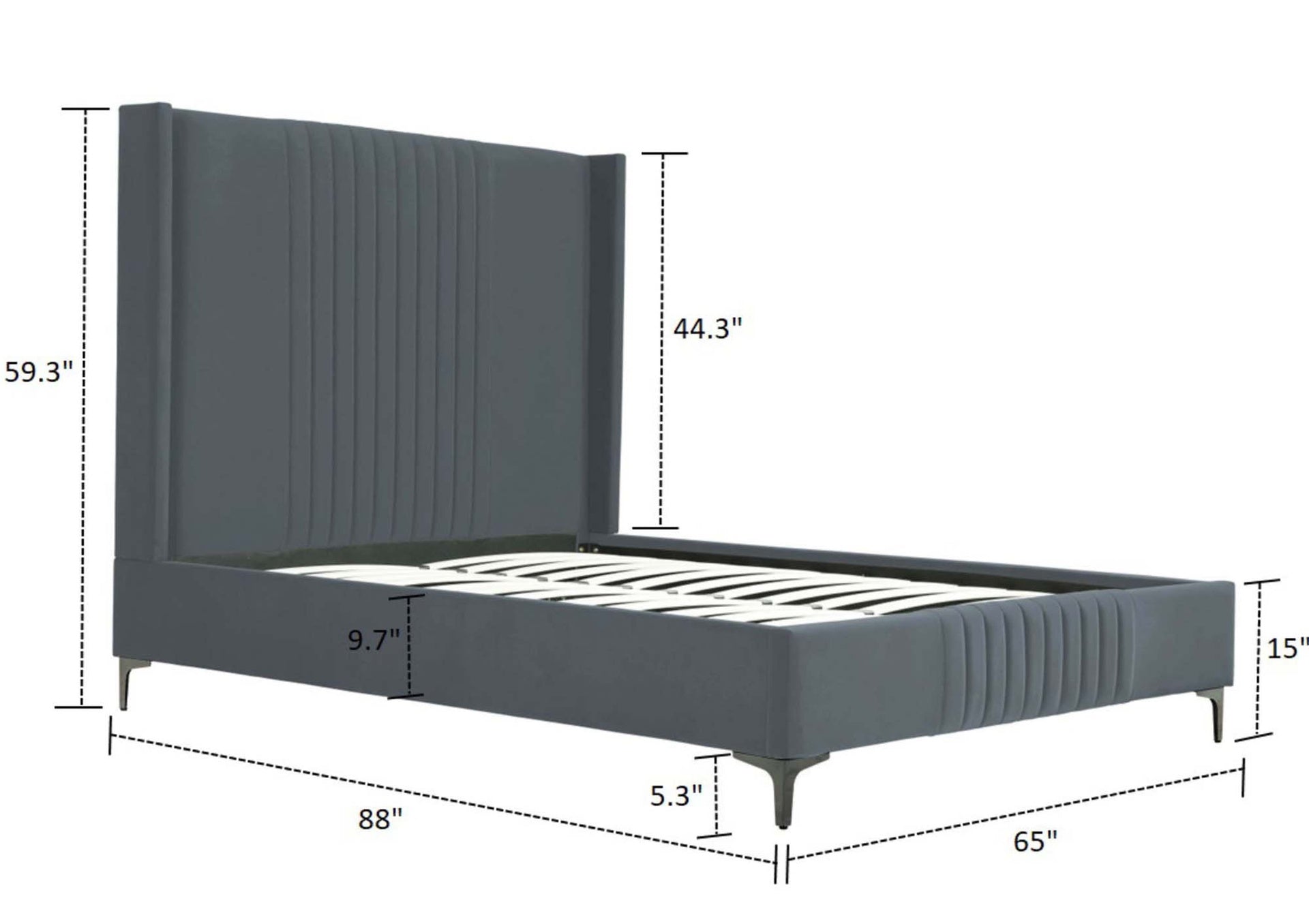 Queen Bed in Gray