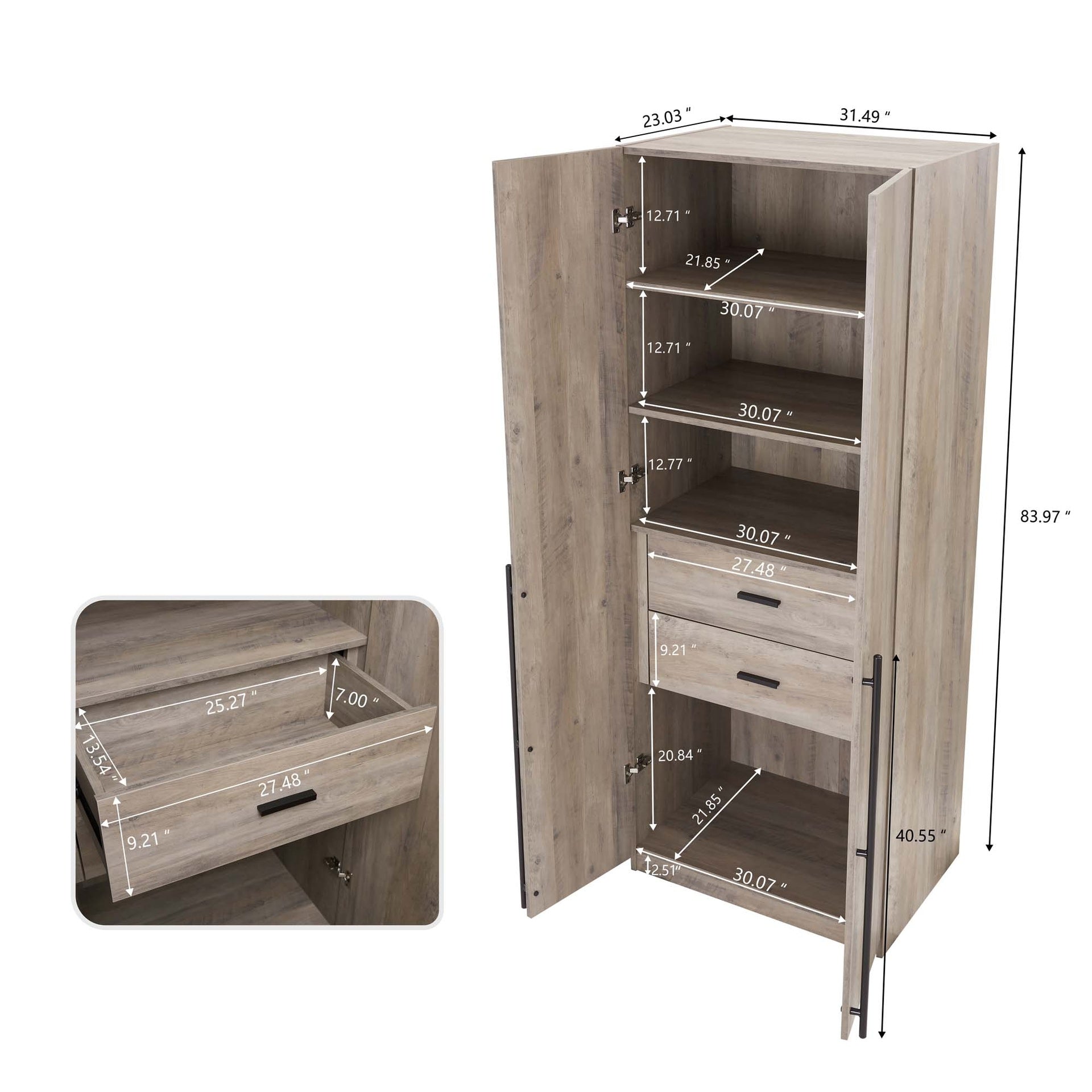Wardrobe Closet in Rustic Gray