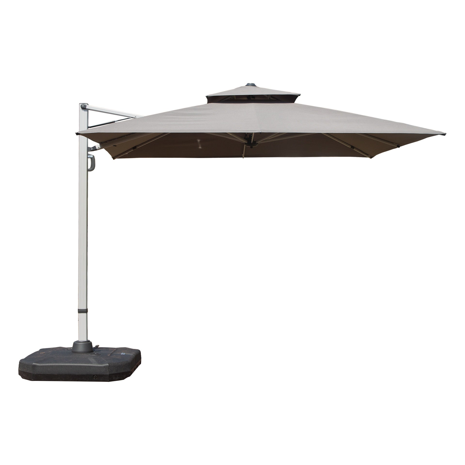 9 ft. Aluminum Cantilever Tilt Patio Umbrella with Center Pole, Gray (Base Not Included)