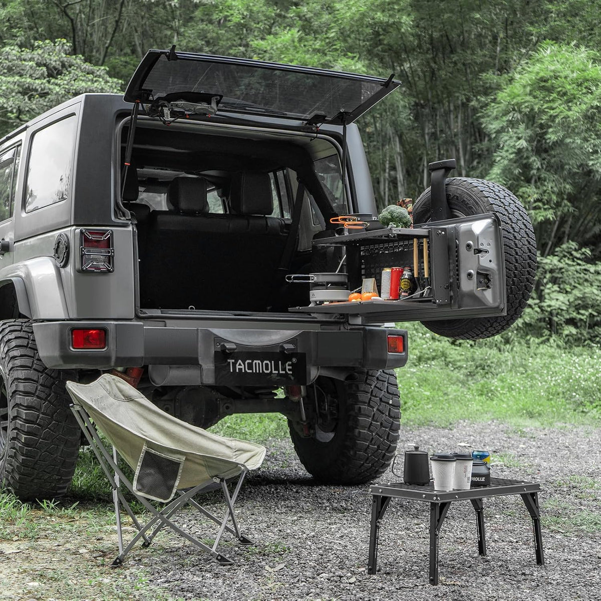 TACMOLLE Tailgate Table –Tailgate Storage Box with Concealed Table for Jeep Wrangler JK 2007-2017& JL 2018+ (not fit JK models with subwoofer)