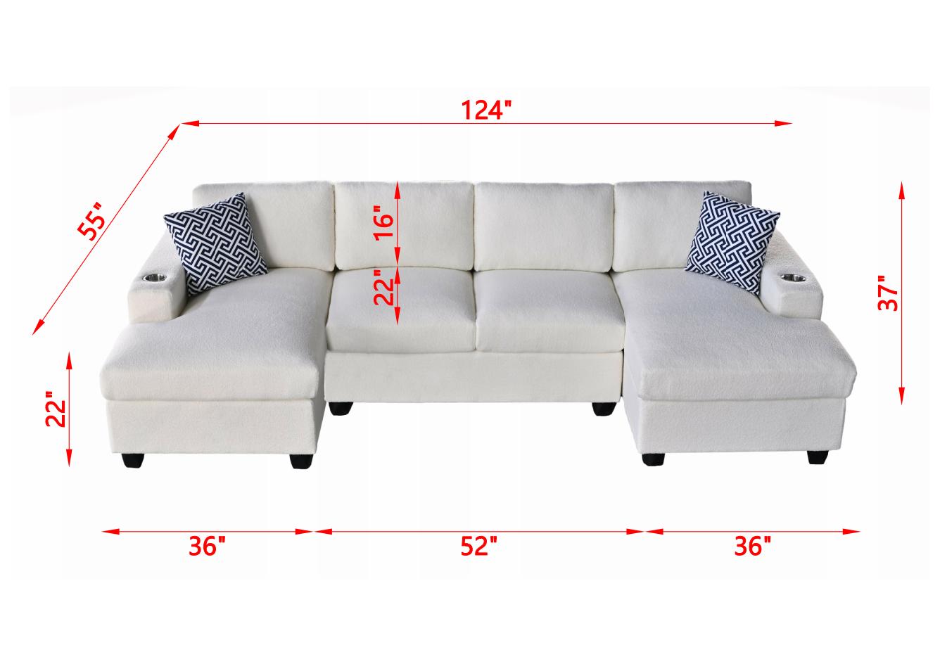Ultra Comfortable U - Shaped Modular Sectional Sofa with Plush Cushions and Versatile Seating Options Beige