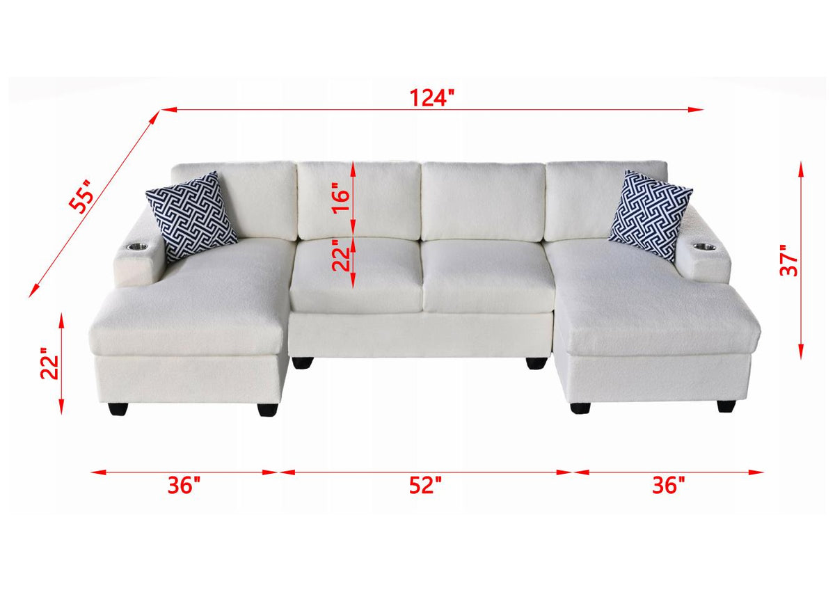 Ultra Comfortable U - Shaped Modular Sectional Sofa with Plush Cushions and Versatile Seating Options Beige
