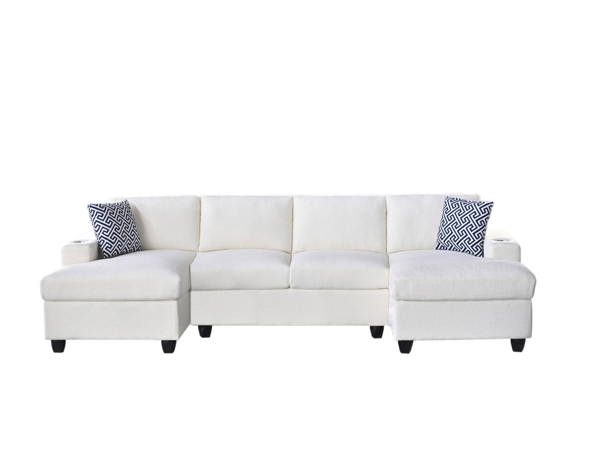 Ultra Comfortable U - Shaped Modular Sectional Sofa with Plush Cushions and Versatile Seating Options Beige