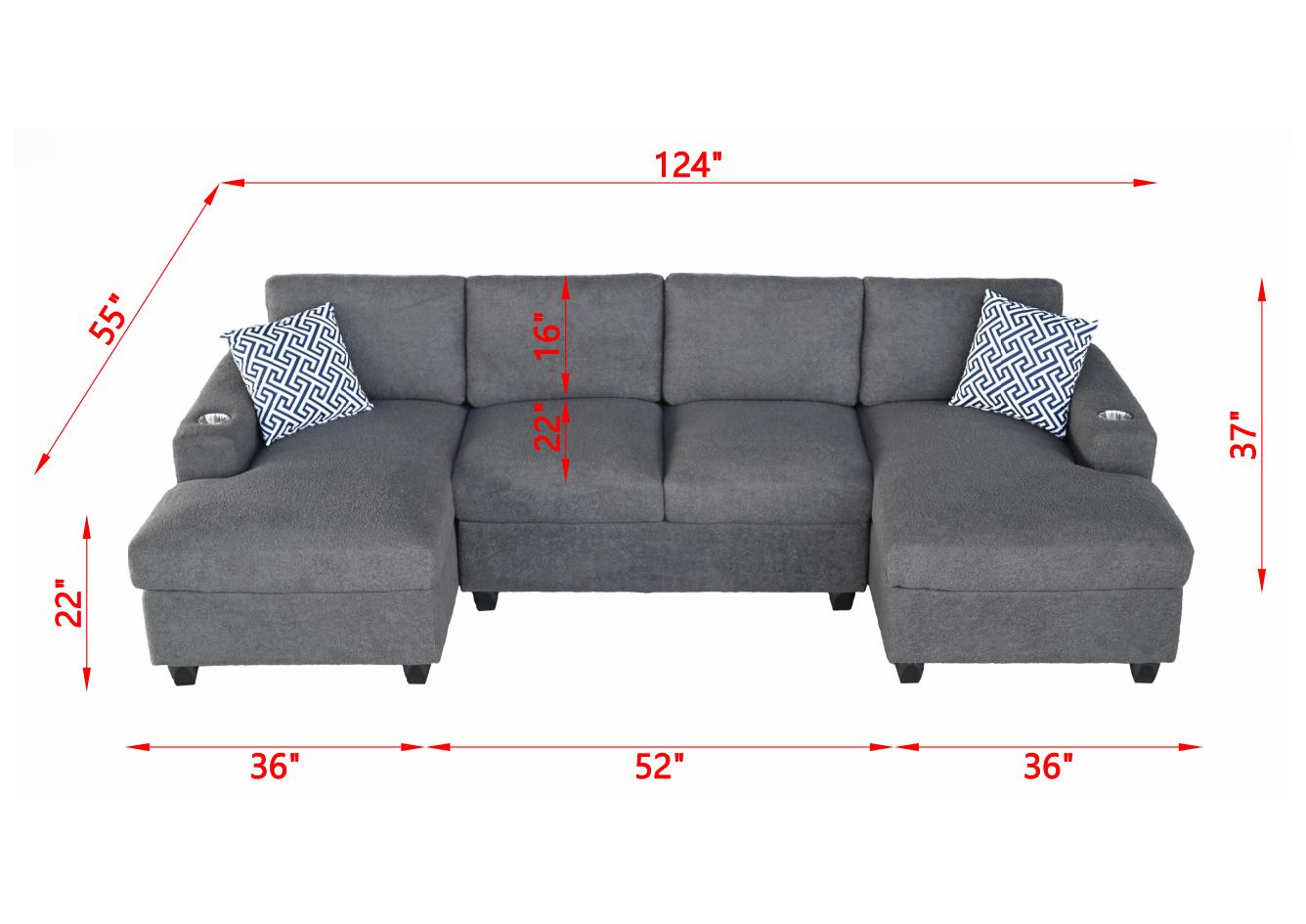 Ultra Comfortable U - Shaped Modular Sectional Sofa with Plush Cushions and Versatile Seating Options Dark Gray