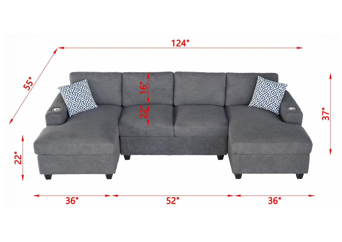 Ultra Comfortable U - Shaped Modular Sectional Sofa with Plush Cushions and Versatile Seating Options Dark Gray