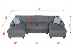 Ultra Comfortable U - Shaped Modular Sectional Sofa with Plush Cushions and Versatile Seating Options Dark Gray