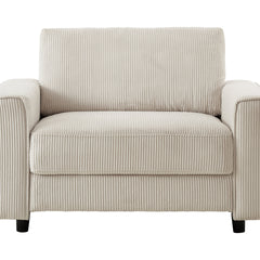 Modern Minimalist Chair Corduroy Sofa, Beige, Suitable for Daily Home Use