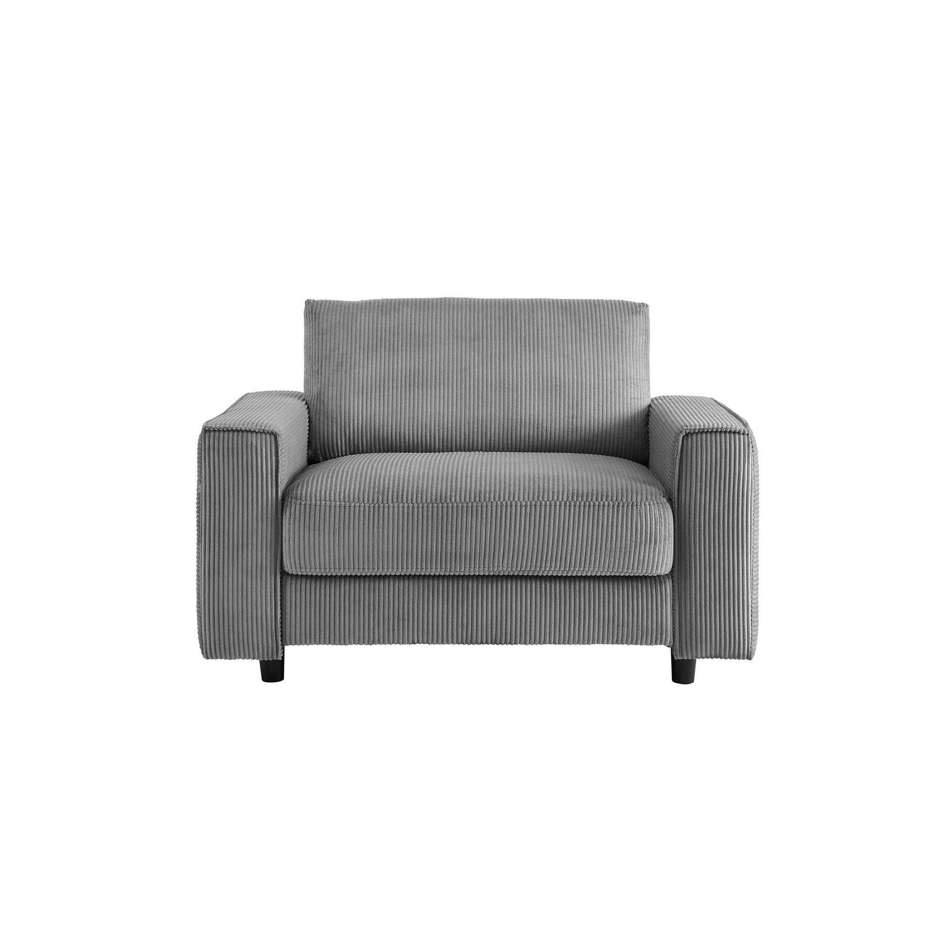 Modern Minimalist Style Corduroy Sectional Sofa 3-Piece Set, Grey, Suitable for Daily Home Use