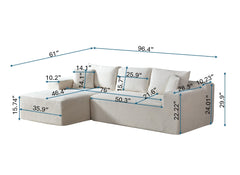 2-Piece Convertible Corduroy L-Shaped Sofa in a Box with Pillows, 3-Seater Modular Sectional Couch, Compressed Living Room Furniture, Dark Grey (Right Facing)