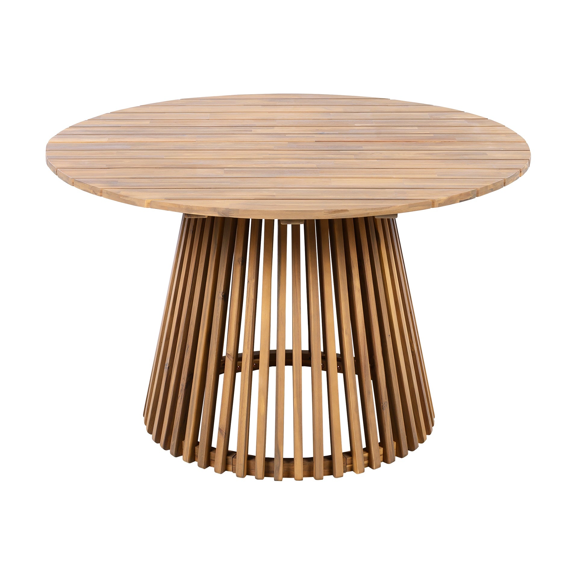 Patio Set Outdoor Acacia Wood Furniture Sets- Braided Dining Chairs(With Navy Cushion)and Patio Dining Table for Garden, Patio & Deck (Teak Look & Beige Rope)