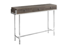 Accent Table, Console, Entryway, Narrow, Sofa, Storage Drawer, Living Room, Bedroom, Brown Laminate, Chrome Metal, Contemporary, Modern