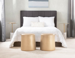 Symbol Contemporary Side Table in Gold Metal and White Marble by LumiSource