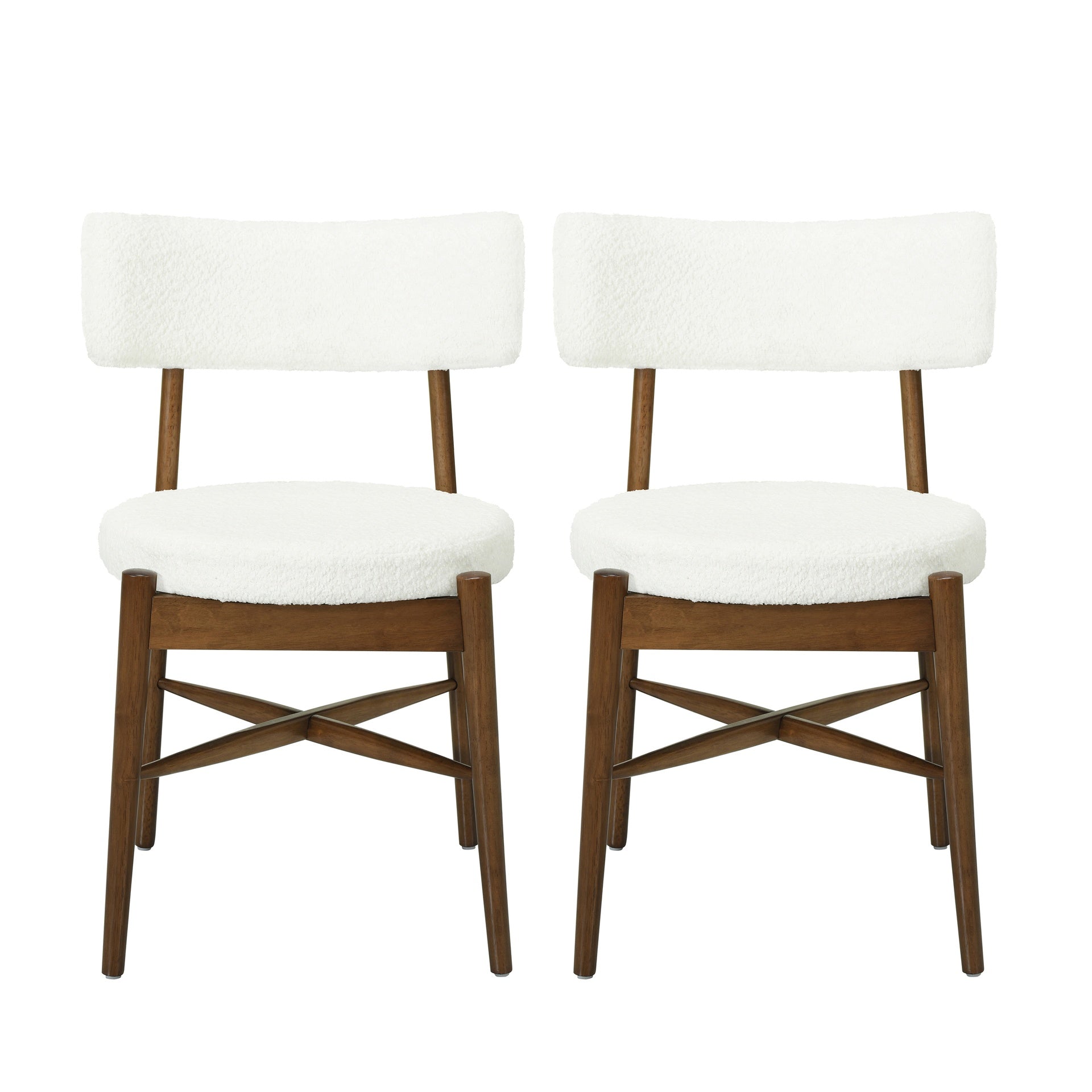 Mid Century Modern Dining Chairs (MP2/Carton)  Walnut+Beige