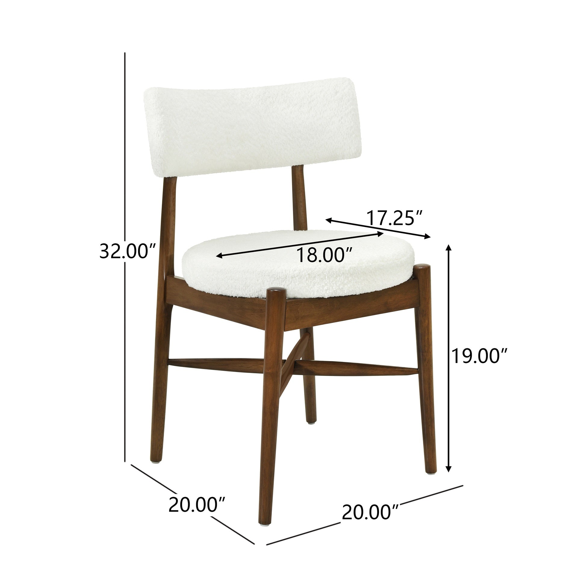 Mid Century Modern Dining Chairs (MP2/Carton)  Walnut+Beige