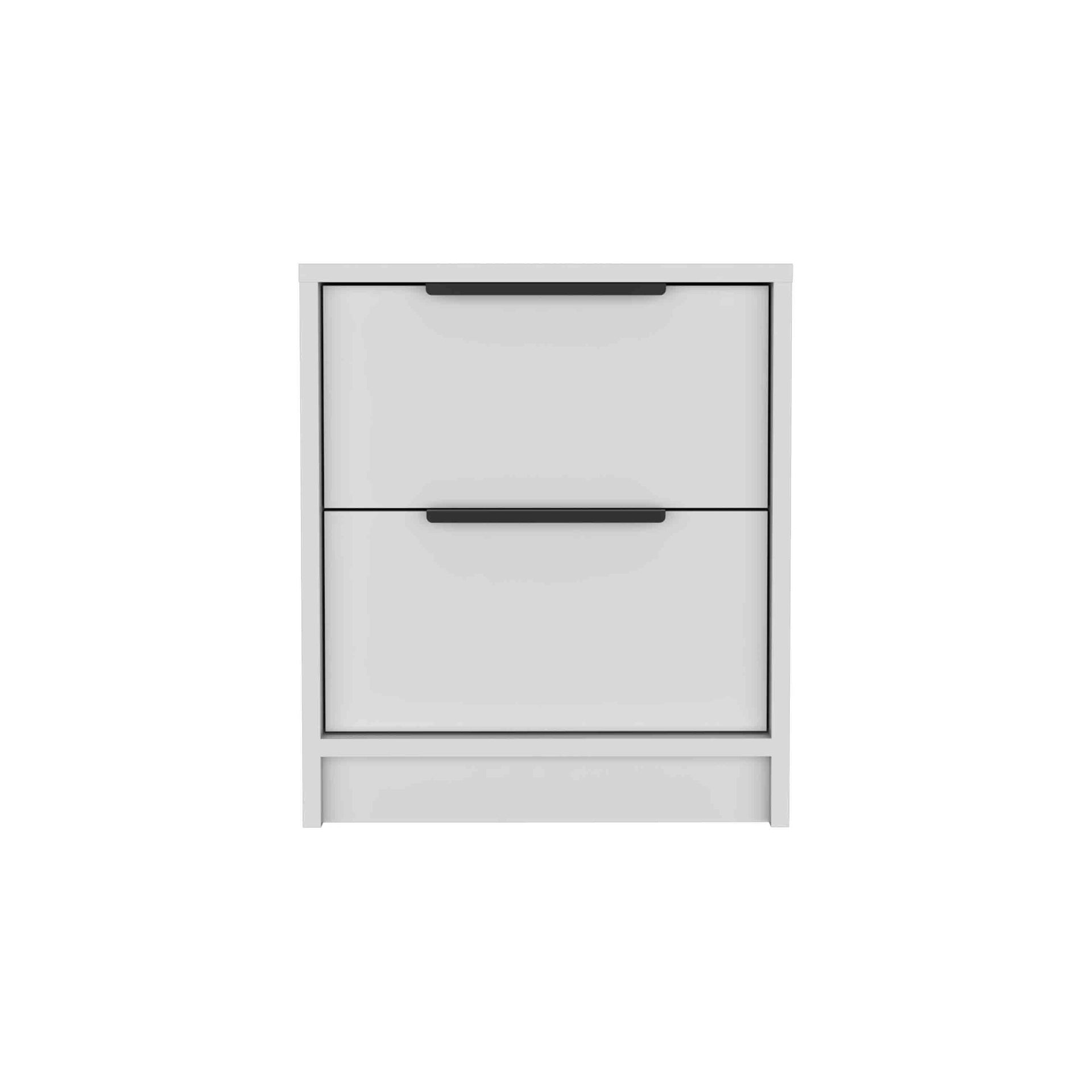 Kaia Nightstand , End Table, Side Table Two Drawers, Metal Handle -White