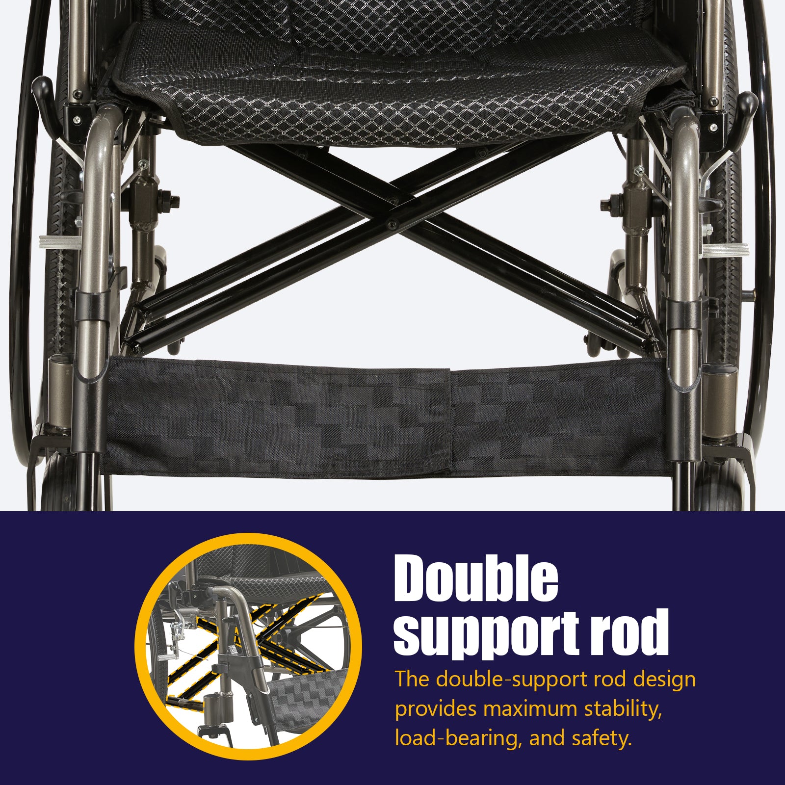Aluminum Alloy Transport Wheelchair. 18" Seats. With front and Rear Locking Hand Brakes. 24" Quick Remove Rear Wheel.Nanometer Grey