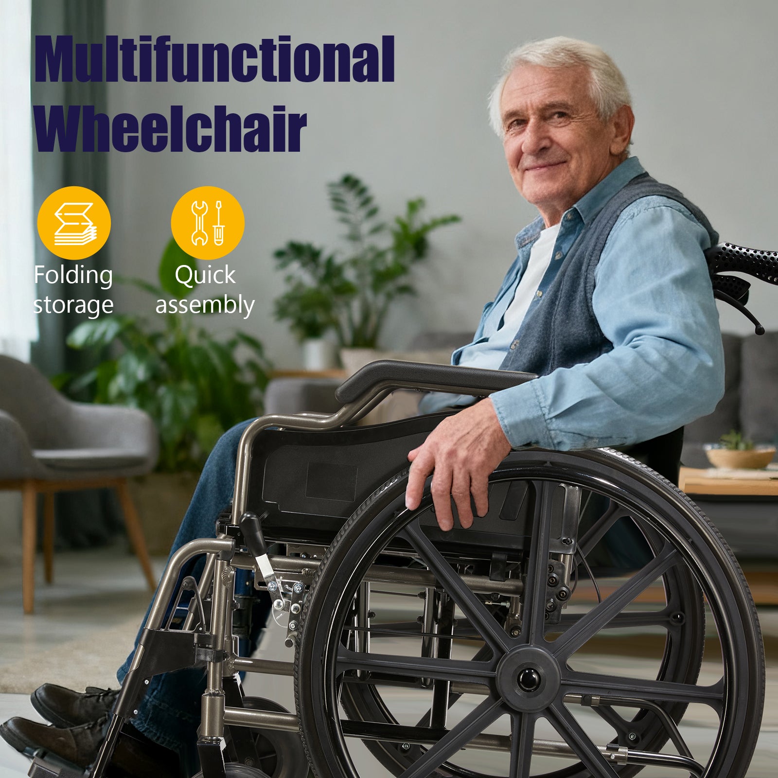 Aluminum Alloy Transport Wheelchair. 18" Seats. With front and Rear Locking Hand Brakes. 24" Quick Remove Rear Wheel.Nanometer Grey